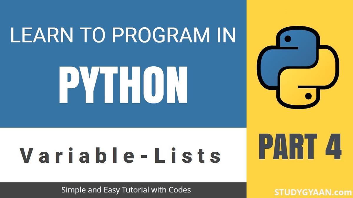'Video thumbnail for Python Tutorial 4 - Variable Lists'