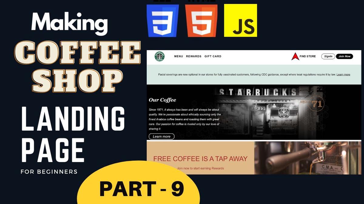 'Video thumbnail for Building a CoffeeShop Landing Page in HTML & CSS | Beginner Level | PT 9'