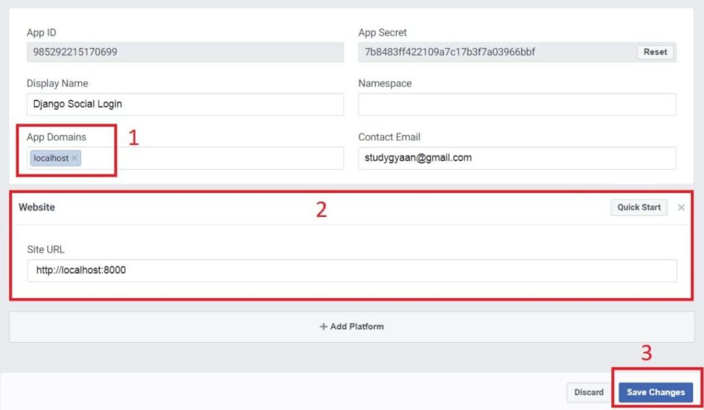 How to add Facebook login in Django Application