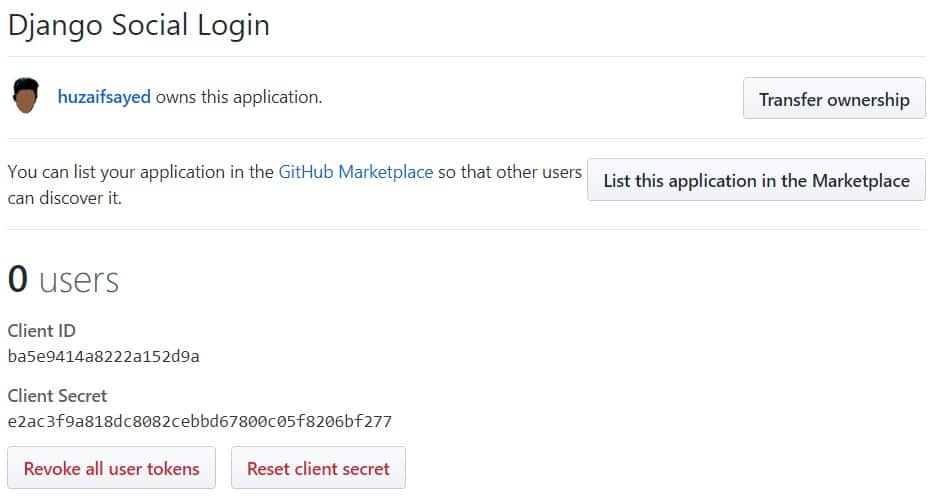 How to add GitHub login in Django Application