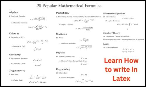 20 Essential Mathematical Formulas and How to Write Maths Formula Symbols in LaTeX