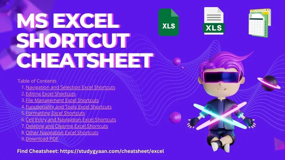 MS Excel Shortcuts Cheat Sheet 2024