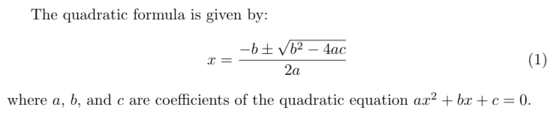 Example of using Plus Minus in Mathematical Equation in Latex